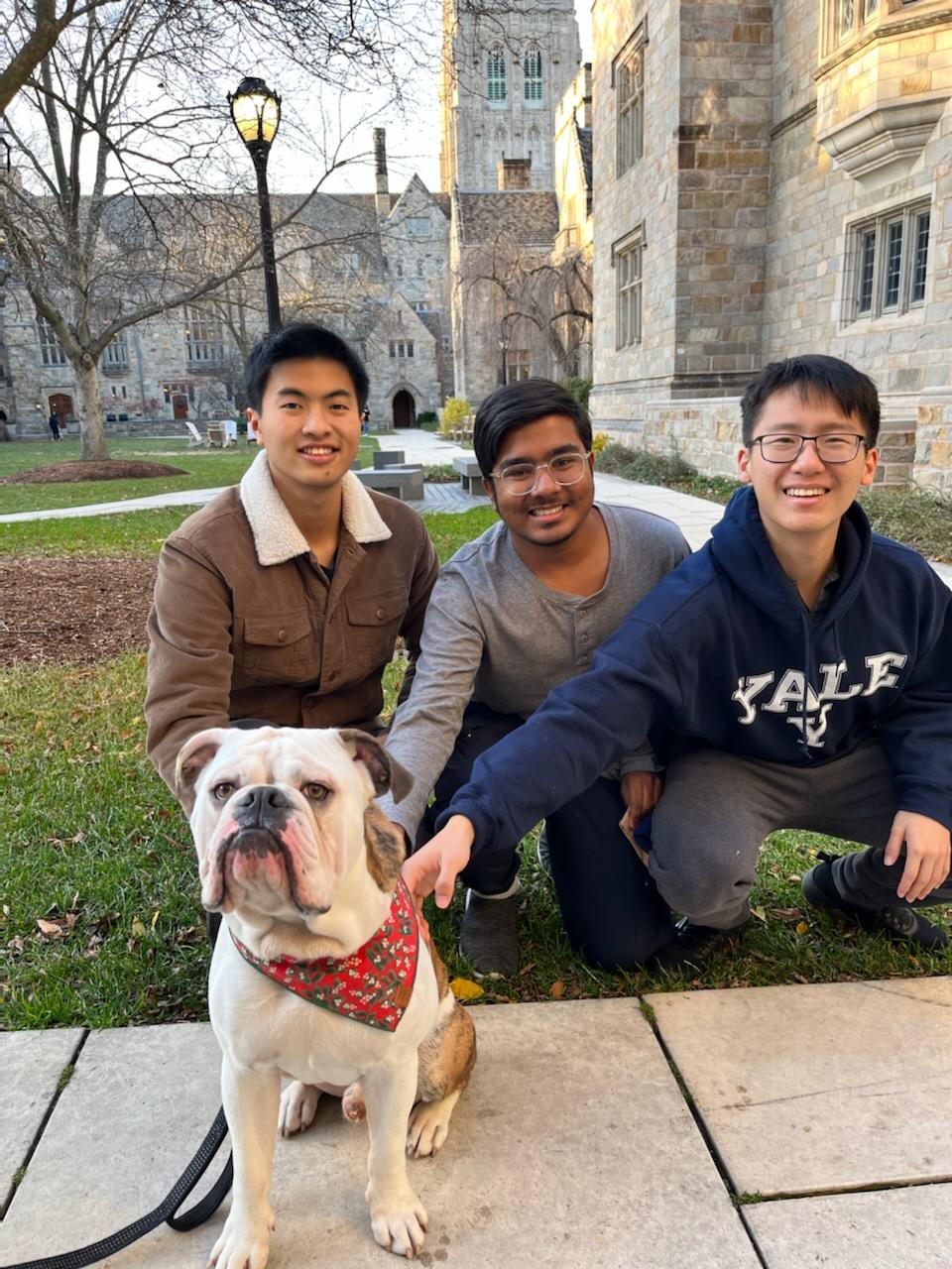 Aranyo Ray with friends on Yale campus